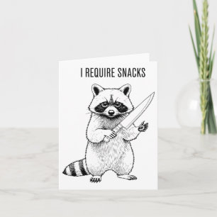 I Require Snacks Racoon Funny Halloween Retro Ani Card