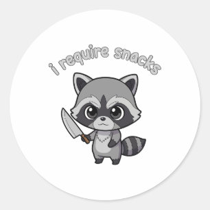 I Require Snacks Racoon Funny Halloween Retro Ani Classic Round Sticker