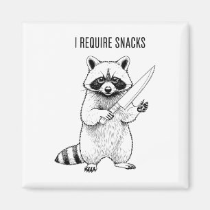 I Require Snacks Racoon Funny Halloween Retro Ani Magnet