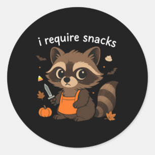 I Require Snacks Racoon Halloween Costumes Funny Classic Round Sticker