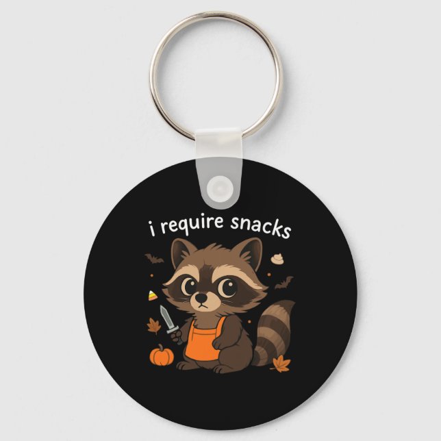 I Require Snacks Racoon Halloween Costumes Funny  Key Ring (Front)