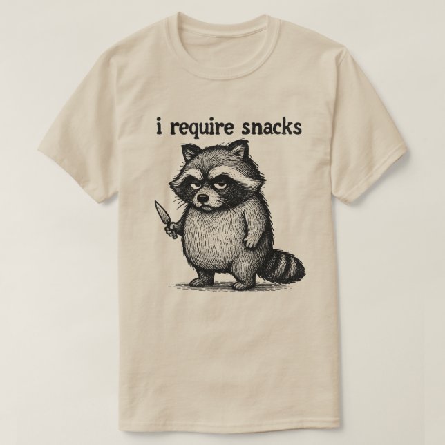 I Require Snacks Racoon | Plus-Size Funny Animal  T-Shirt (Design Front)