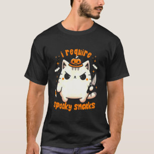 I Require Spooky Snacks Moody Cat Halloween T-Shirt