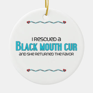 I Rescued a Black Mouth Cur (Female Dog) Ceramic Tree Decoration