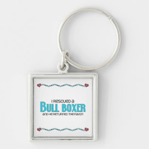 I Rescued a Bull Boxer (Male) Dog Adoption Design Key Ring