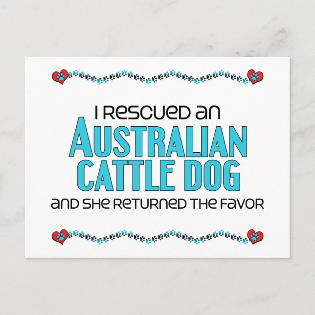 I Rescued an Australian Cattle Dog (Female Dog) Postcard (Front)
