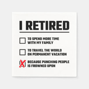 I Retired Funny Checklist Humour Sarcastic Quote Napkin