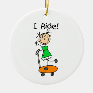 I Ride - Girl on Scooter Ceramic Tree Decoration