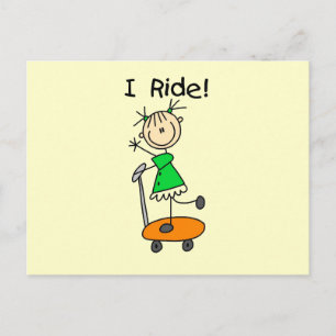 I Ride - Girl on Scooter Postcard