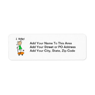 I Ride - Girl on Scooter Return Address Label
