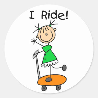 I Ride Stick Figure Girl Stickers Sticker