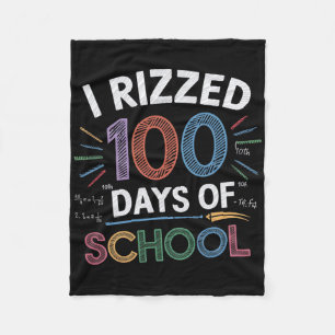 I Rizzed 100 Days Of School Funny 100th Day School Fleece Blanket