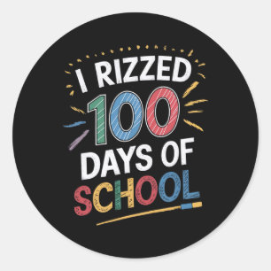 I Rizzed 100 Days Of School Funny Student Teacher Classic Round Sticker