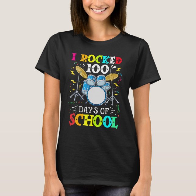 I Rock 100 Days Of School Rocker Teacher Kids Stud T-Shirt (Front)