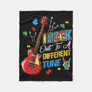 I Rock Out To A Different Tune Autism Awareness Gu Fleece Blanket