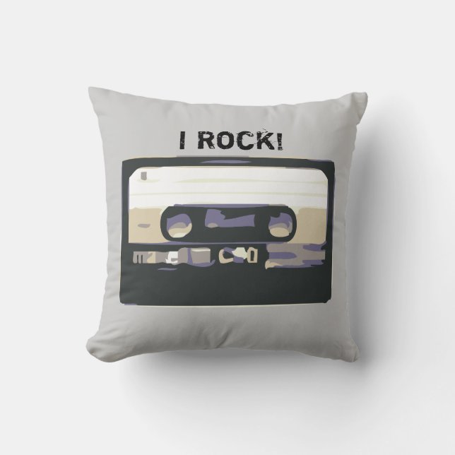 I Rock! Retro Music Cassete Pillow (Front)