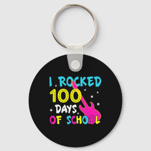 I Rocked 100 Days Of School 100th Day Guitar Music Key Ring