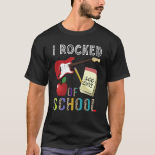 I Rocked 100 Days Of School Guitar Music 100th Day T-Shirt