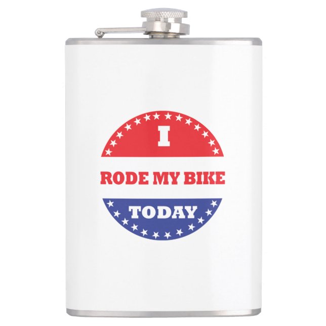 I Rode My Bike Today Hip Flask (Front)