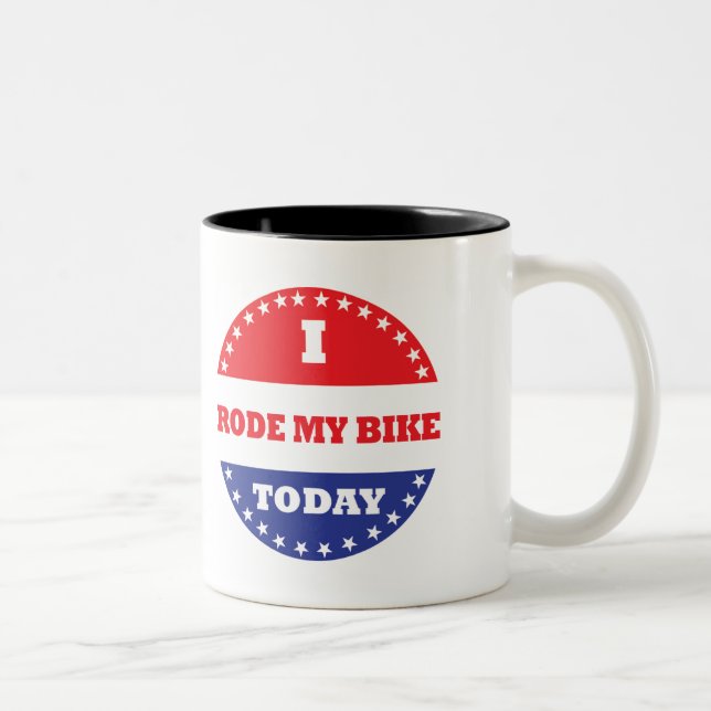 I Rode My Bike Today Two-Tone Coffee Mug (Right)