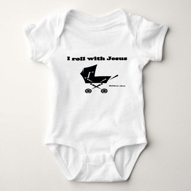 I Roll with Jesus Baby Bodysuit (Front)
