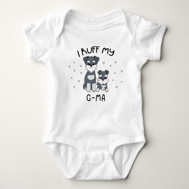I Ruff My G-Ma - Cute Puppy Dog Baby Bodysuit (Front)
