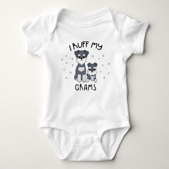 I Ruff My Grams - Cute Puppy Dog Baby Bodysuit (Front)