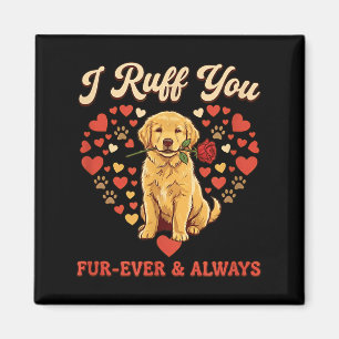 I Ruff You Golden Retriever Puppy Rose Heart Dog G Magnet