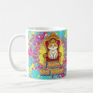 I Rule You Drool Funny Cat Design Coffee Mug
