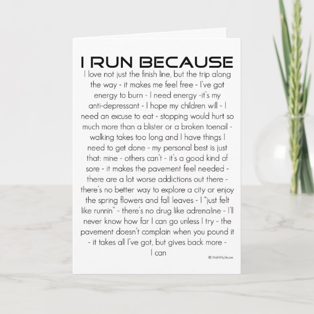 I Run Because Good Luck Card (Front)