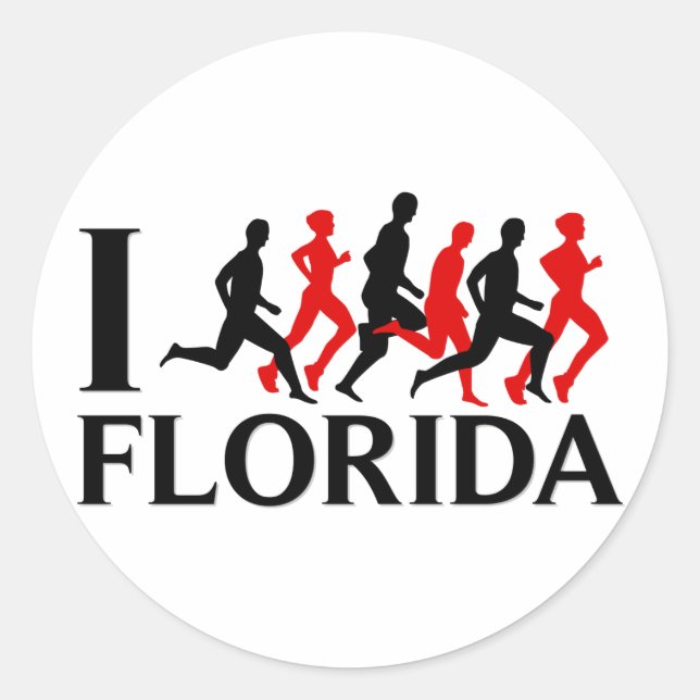 I RUN FLORIDA CLASSIC ROUND STICKER (Front)