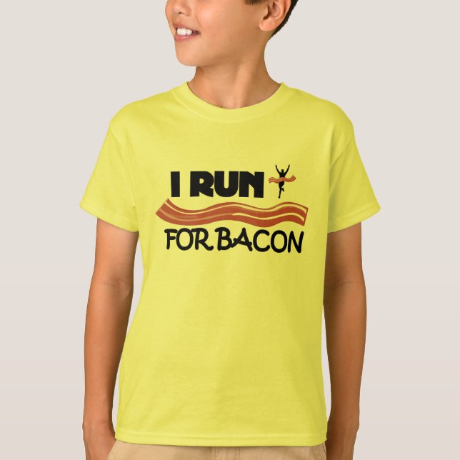 I Run for Bacon - Funny Running Shirt for Kids (Front)