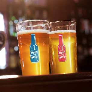 I Run For Beer Fitness Humour Blue Bottle Glass