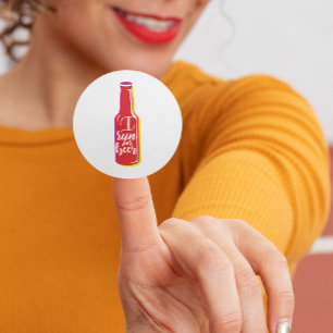 I Run For Beer Fitness Humour Red Bottle Classic Round Sticker