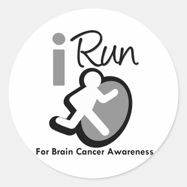 I Run For Brain Cancer Awareness Classic Round Sticker (Front)