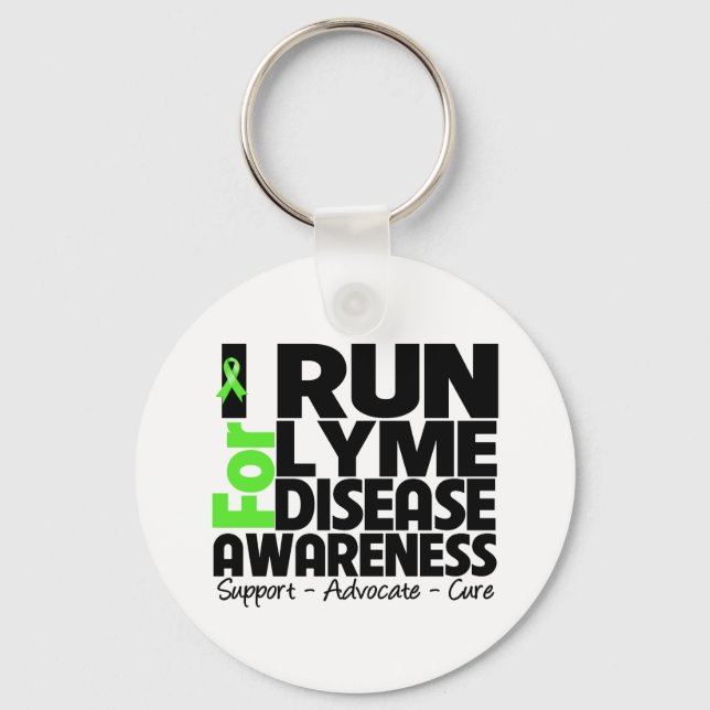 I Run For Lyme Disease Awareness Key Ring (Front)