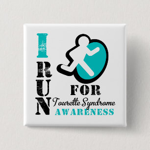 I Run For Tourette Syndrome Awareness 15 Cm Square Badge