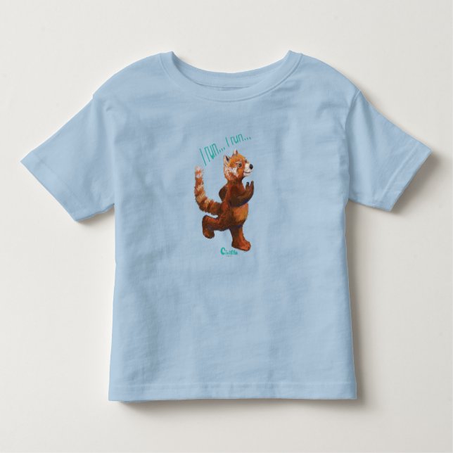 I run I run Jogging Red Panda Sticker Toddler T-Shirt (Front)
