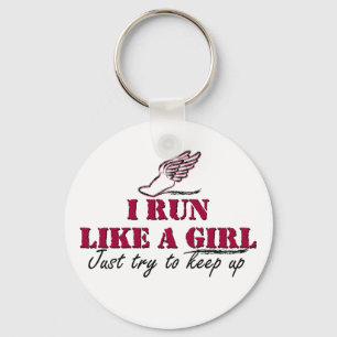 I run like a girl (script) key ring