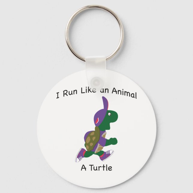 I Run Like an animal - turtle Key Ring (Front)