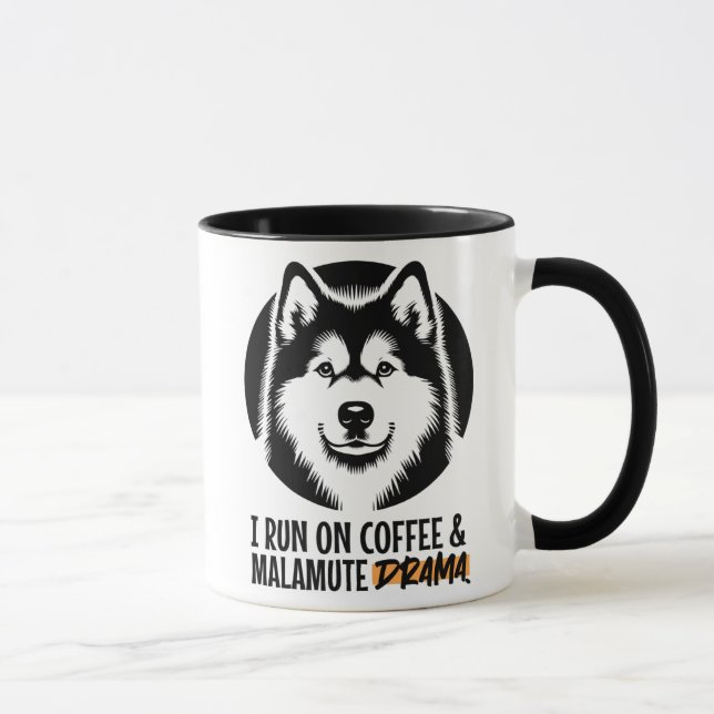 I Run On Coffee & Malamute Drama For Dog Owners Mug (Right)