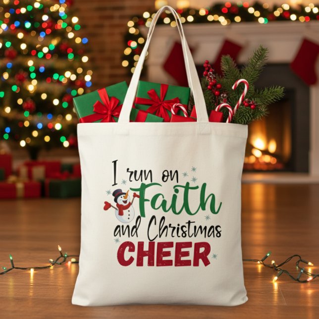 I Run On Faith and Christmas Cheer Tote Bag (Creator Uploaded)
