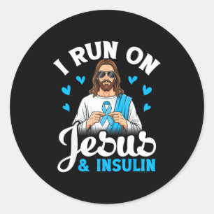 I Run On Jesus Insulin Faith Hope Type 1 Diabetes Classic Round Sticker