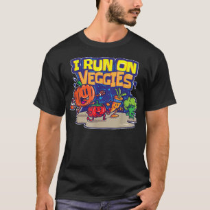 I Run On Veggies Funny Vegan Runner Vegetarian Veg T-Shirt