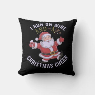 I Run on Wine and Christmas Cheer Cushion