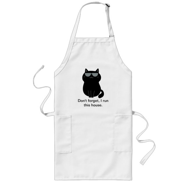 I run the house - Cute Cat Long Apron (Front)