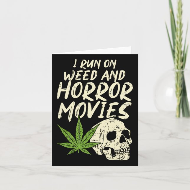 I Run Weed Horror Movies Skull Fun Halloween Stone Card (Front)
