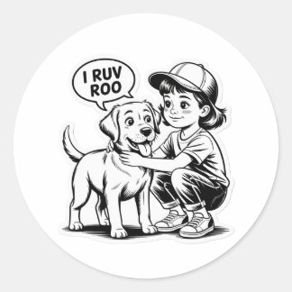 I RUV ROO CLASSIC ROUND STICKER