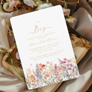 I´s a Boy! Modern, Wildflower, Baby Shower Invitation