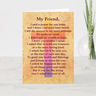 I said a prayer -- inspirational greeting card